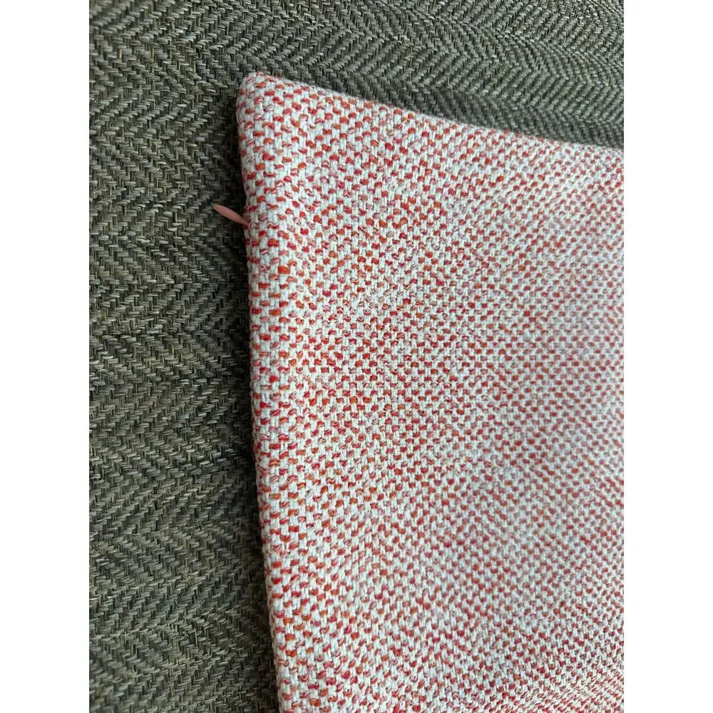 12x21” Woven pillow cover red white handmade hidden zipper tweed home decor NEW